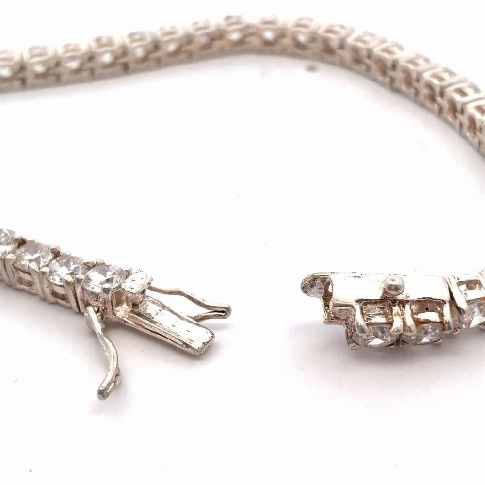 Estate Designer SETA 925 Sterling Silver Cubic Zirconia CZ Tennis Bracelet